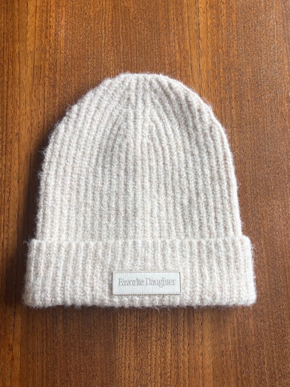 Favorite Daughter Cream Logo Patch Rib Beanie - Excellent Condition